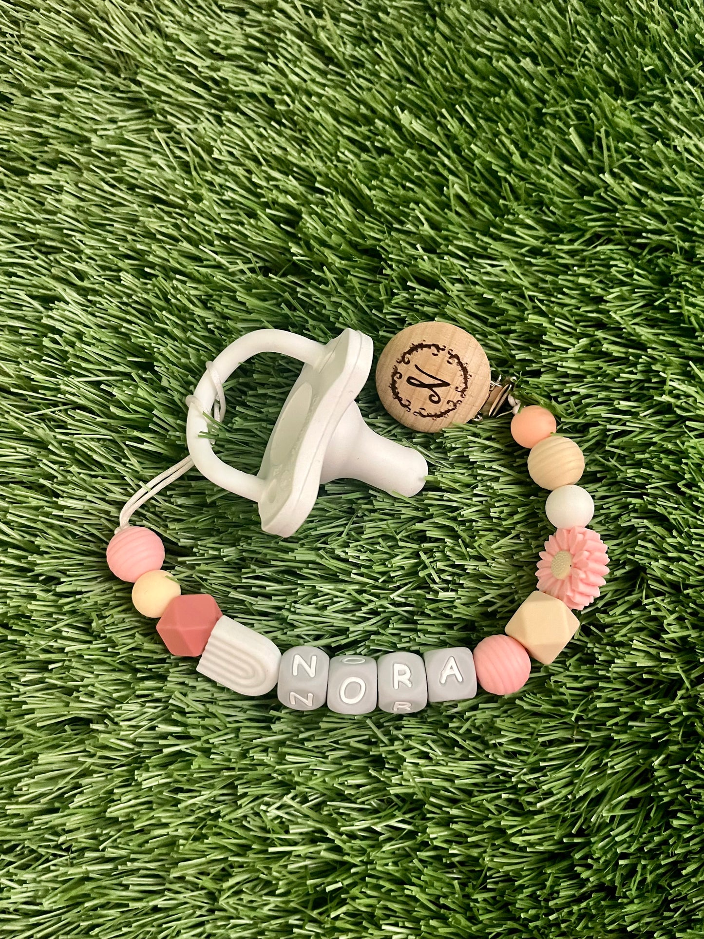 Pacifier Clip Tag for baby N- Thompson babies