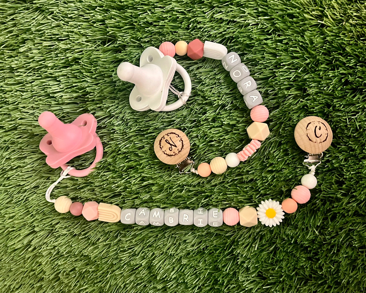 Pacifier Clip Tag for baby N- Thompson babies