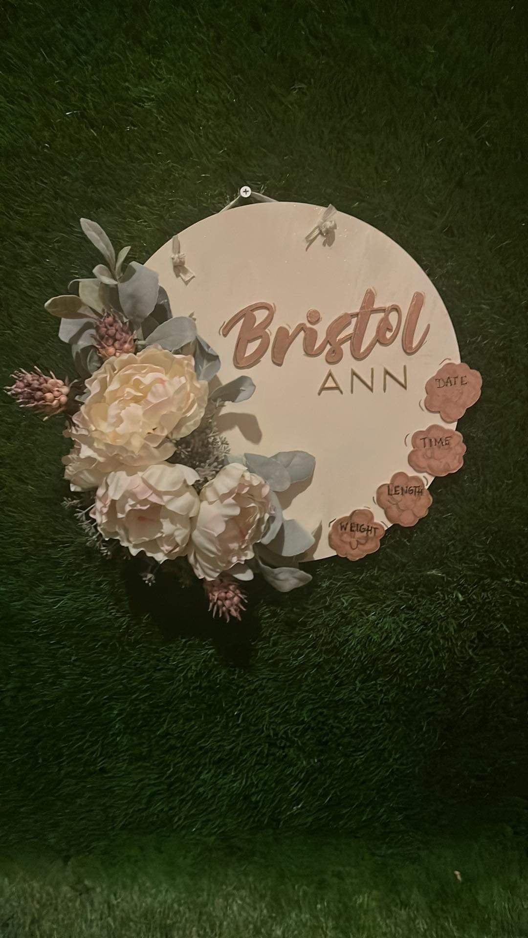 Dusty Rose Floral Hospital Door Hanger