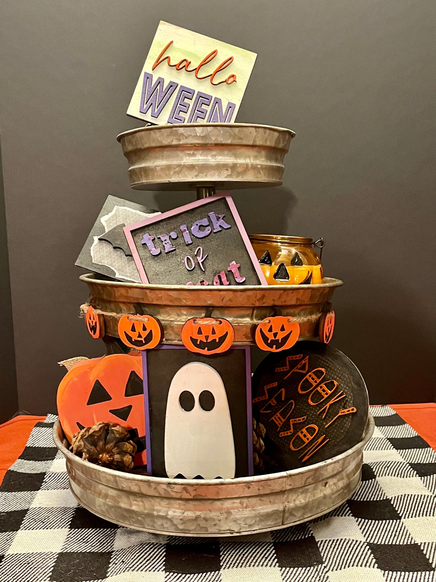 Fall/Halloween Reversible Tiered Tray Set