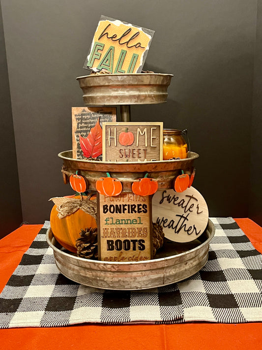 Fall/Halloween Reversible Tiered Tray Set