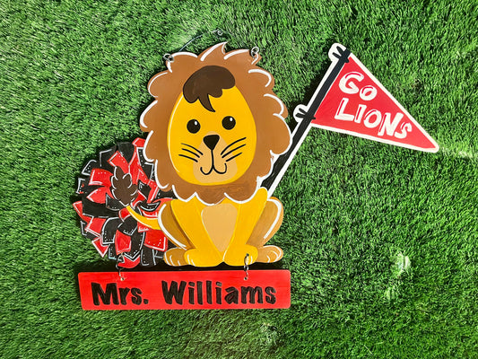 School Spirit Door Hanger - Lion mascot