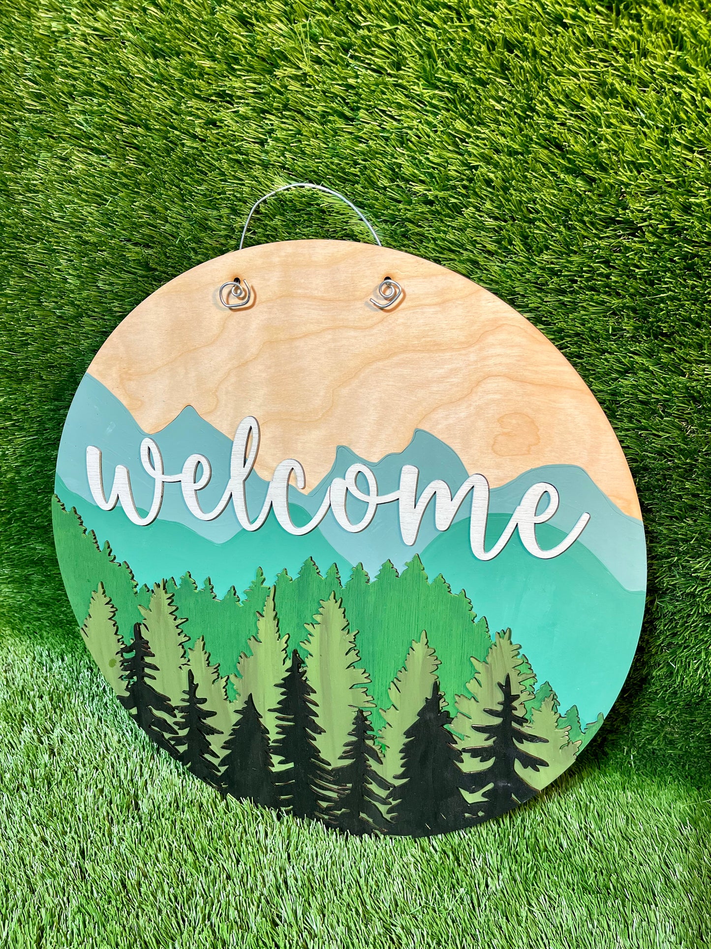 Outdoorsy Trees & Mountains door hanger