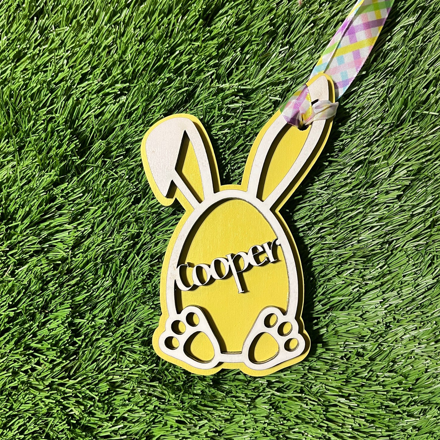 Double Layer Wooden Easter Basket Tags