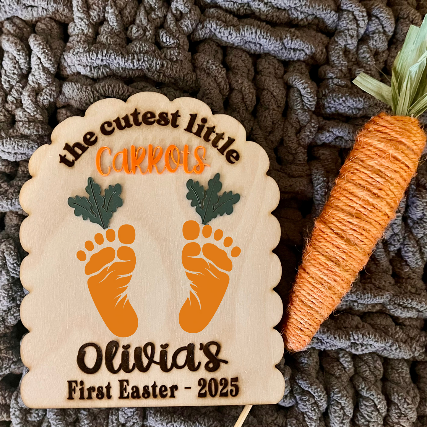 Easter footprint keepsake - carrot feet