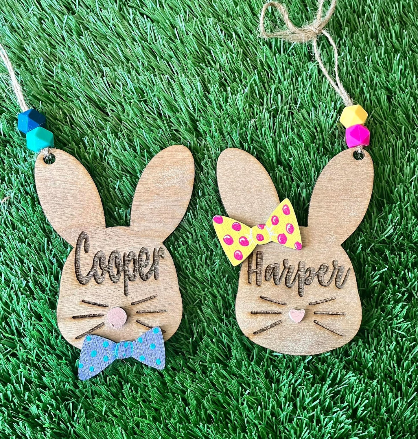 Wooden Bunny Easter tag
