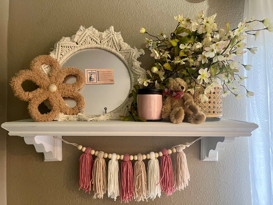 Wall Shelf with Tassel Garland