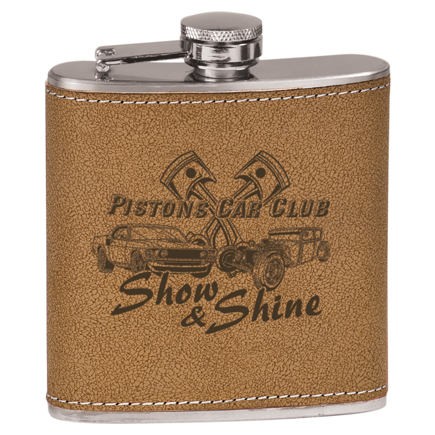 Custom Engraved Flask (leatherette wrapped)