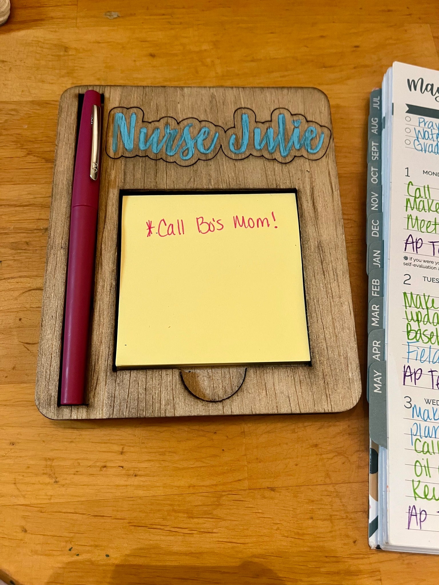 Desktop Note & Pen Holder - wooden – The Makery of Cabot