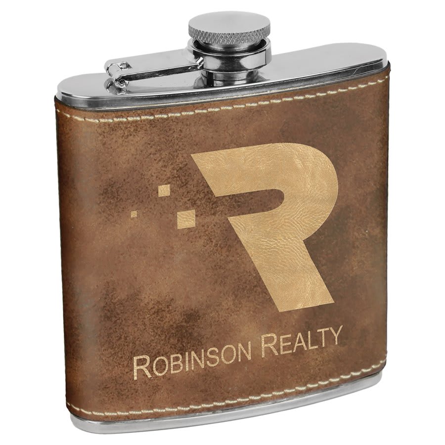 Custom Engraved Flask (leatherette wrapped)