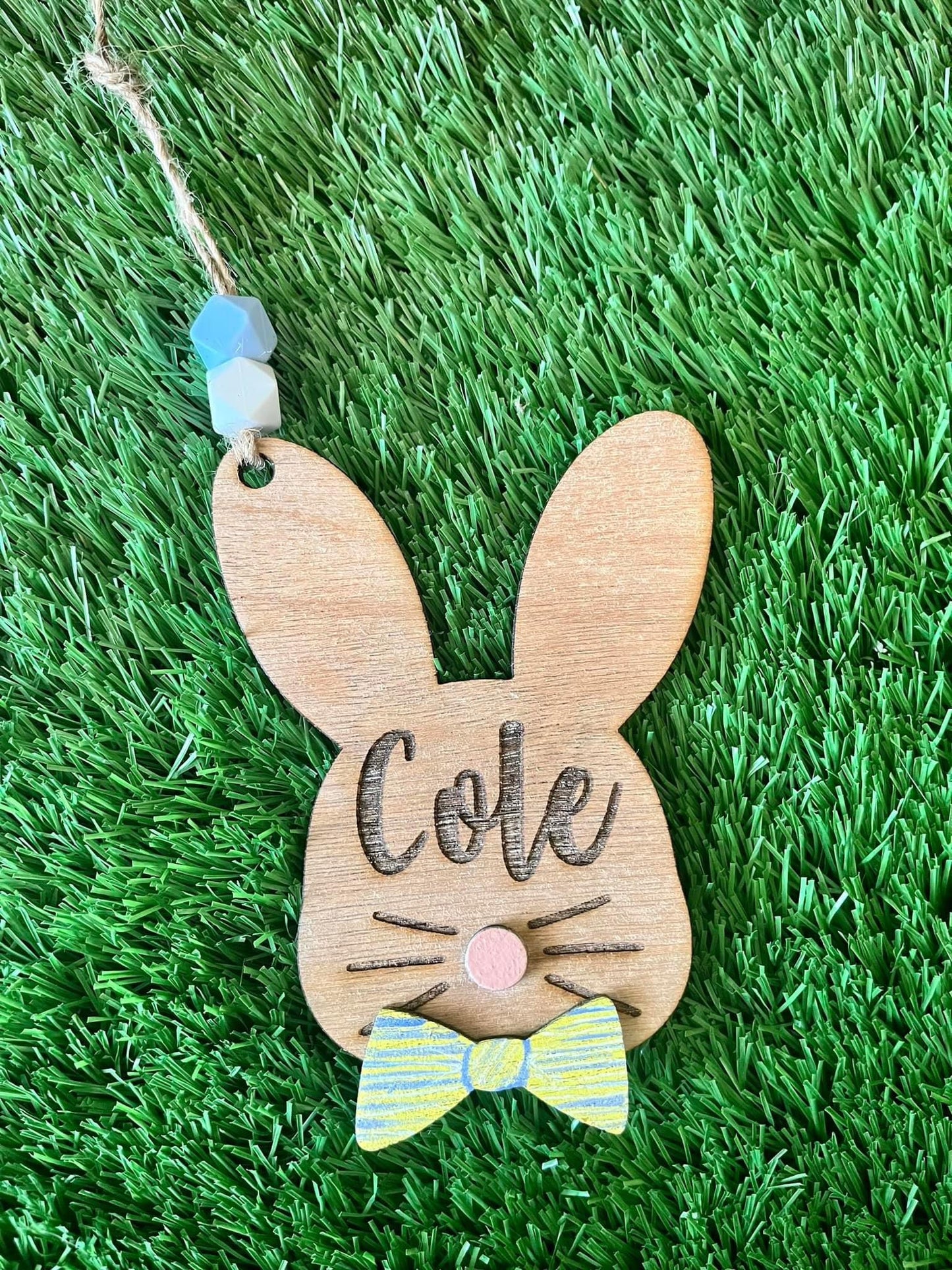 Wooden Bunny Easter tag