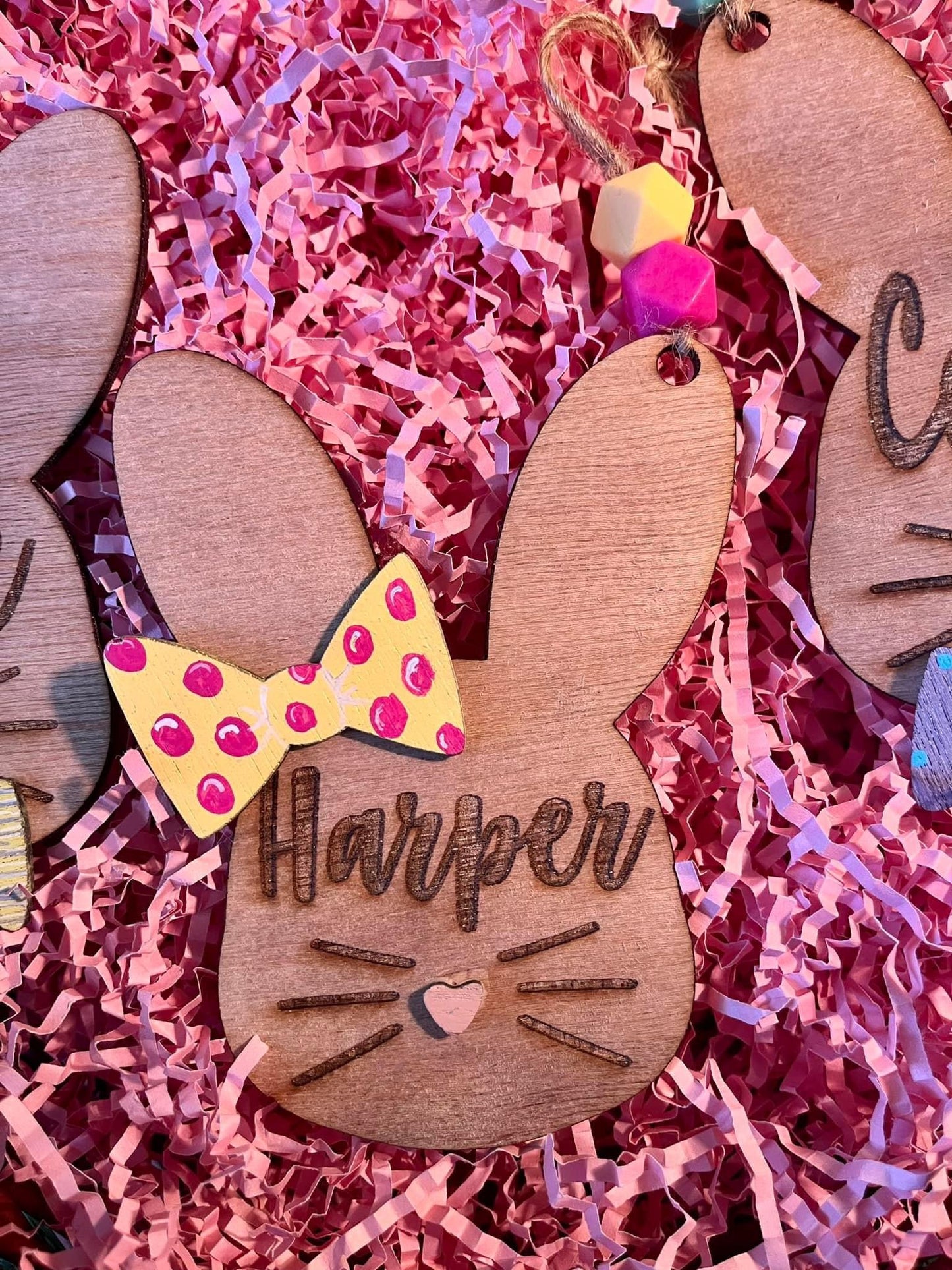 Wooden Bunny Easter tag