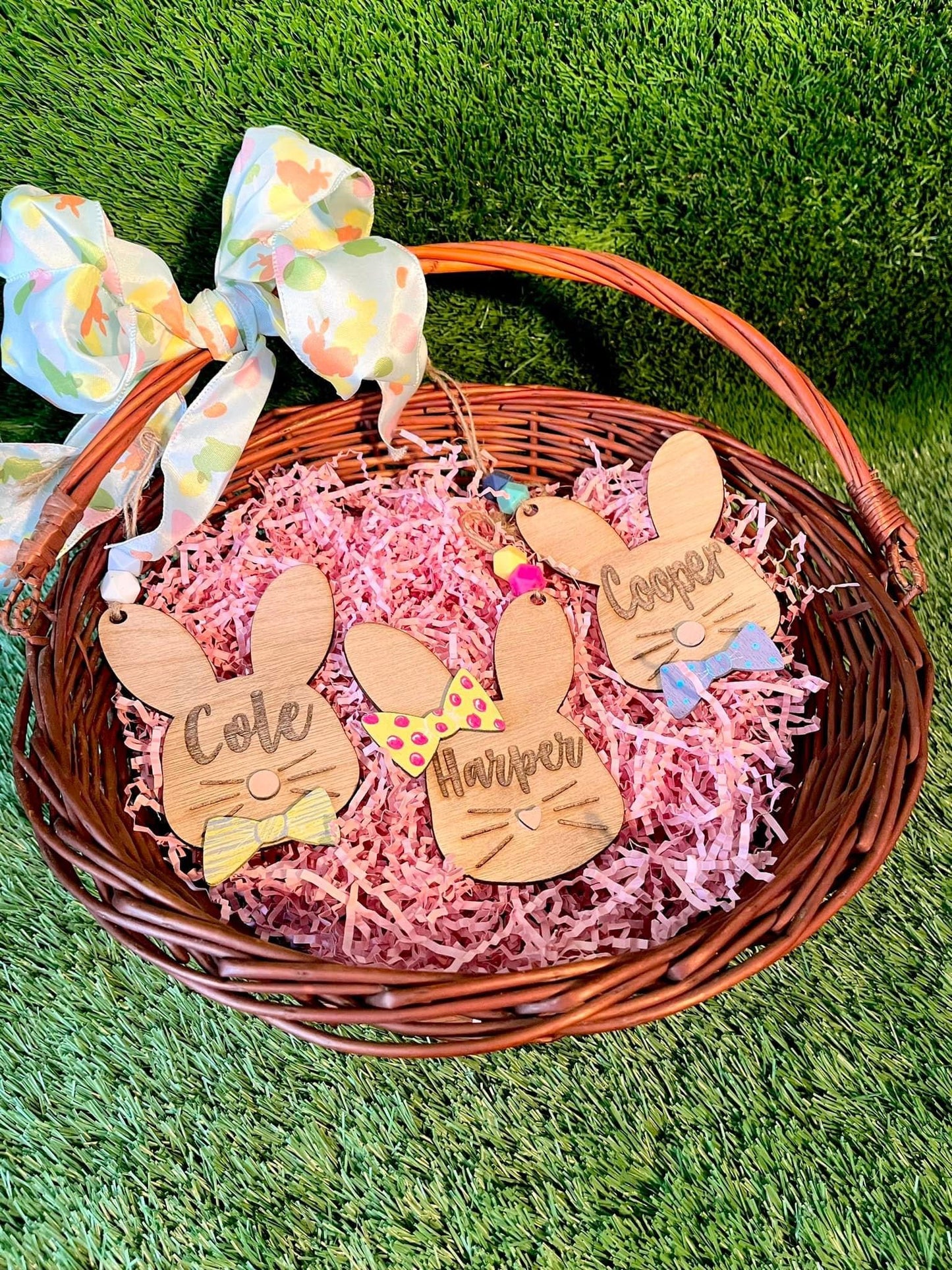 Wooden Bunny Easter tag